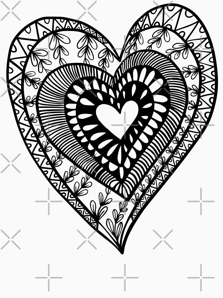 Black Heart doodle Pattern by LionessLove