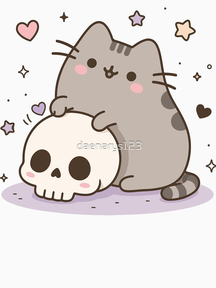 cat play with skull by daenarys123