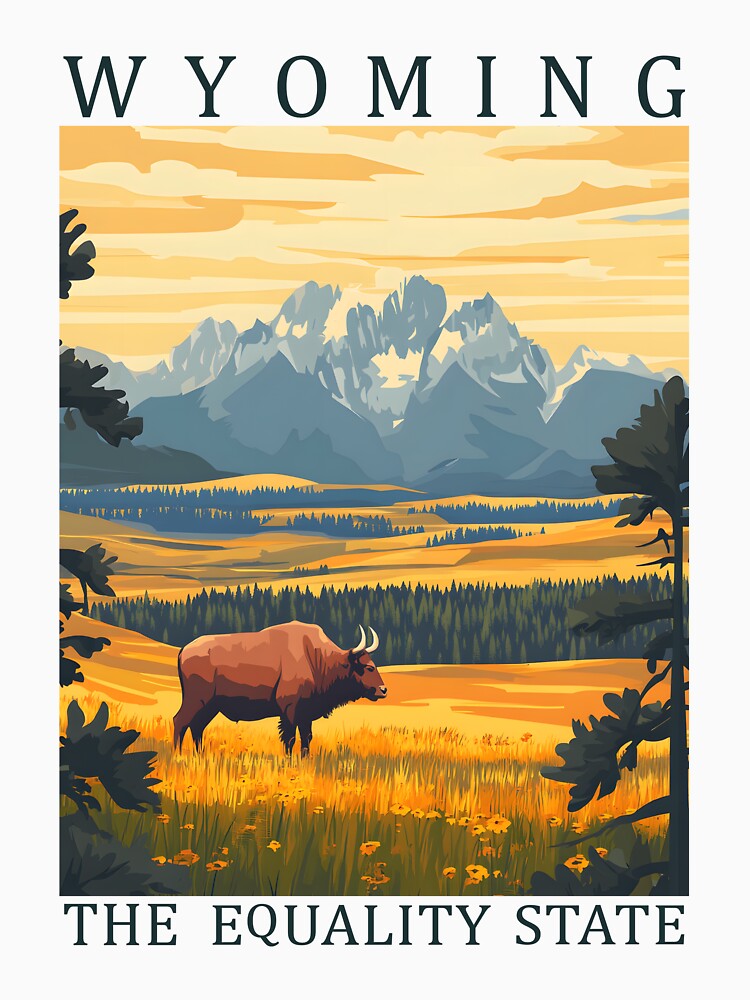50 Wyoming Travel Poster by Lucy Goosy Art