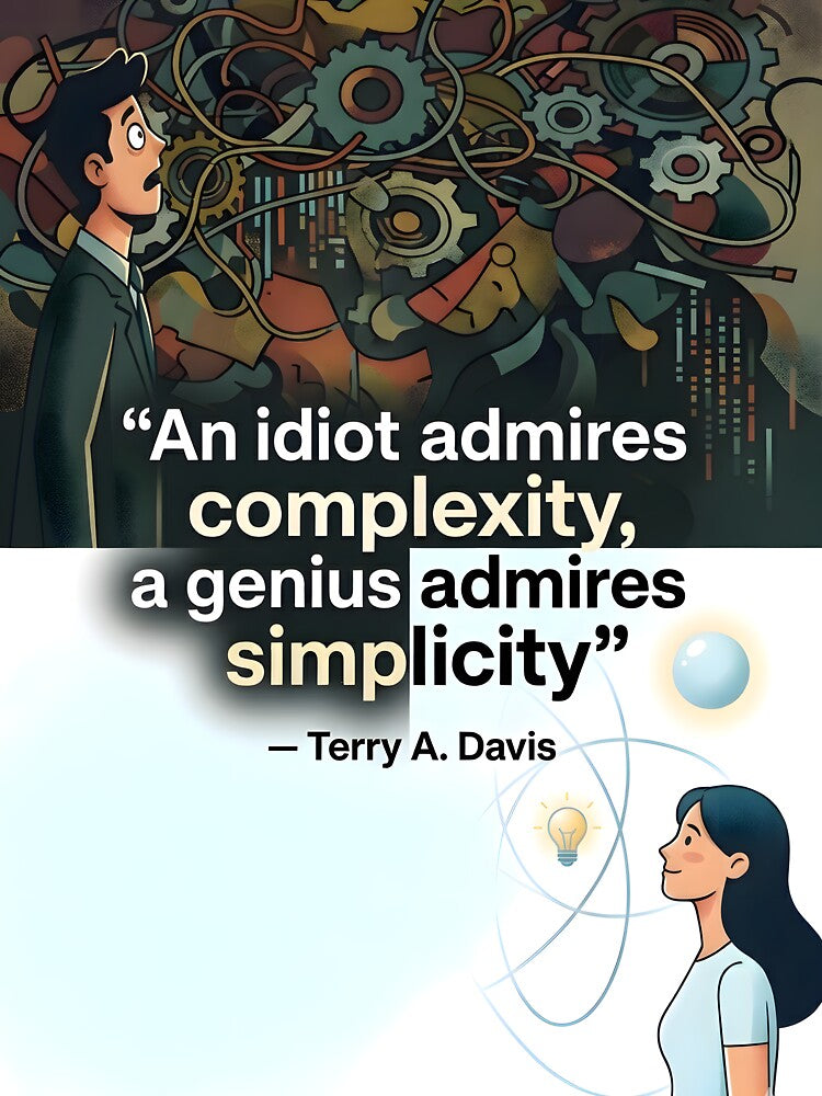 "An Idiot Admires Complexity, A Genius Admires Simplicity" – Terry A. Davis Philosophy Quote Poster by RockyLambda