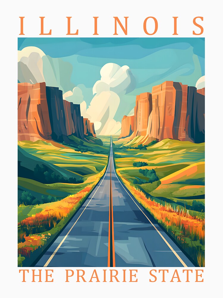 13 Illinois Travel Poster by Lucy Goosy Art