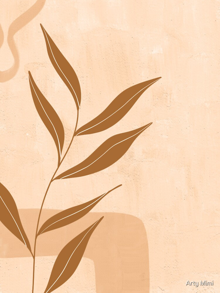 Abstract Botanical Print, Terracotta Art, Boho Home Decor, Neutral Art, Abstract Tropical Leaves Print, Boho leaves wall art poster by Arty Mimi