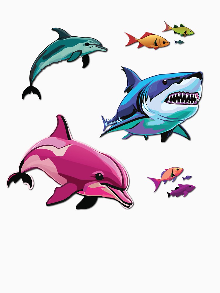 Shark Week Gang with Dolphins and Fish by sweetdreamers
