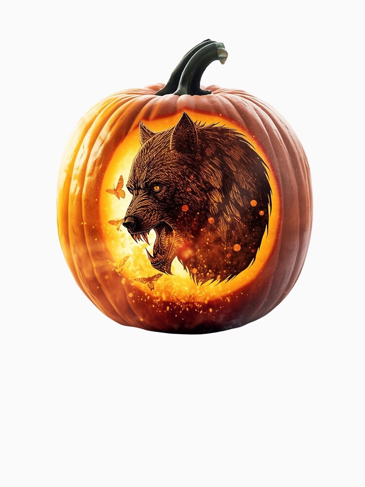 Magical Werefox Pumpkin Double Exposure Art – Perfect for Print on Demand Merchandise. by printeGear