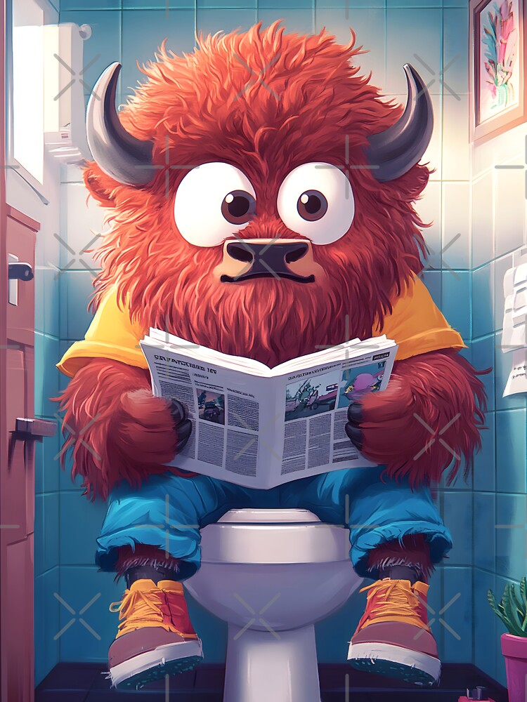 Casual Outfit Reading Newspaper Toilet Seat by mildaclairmo