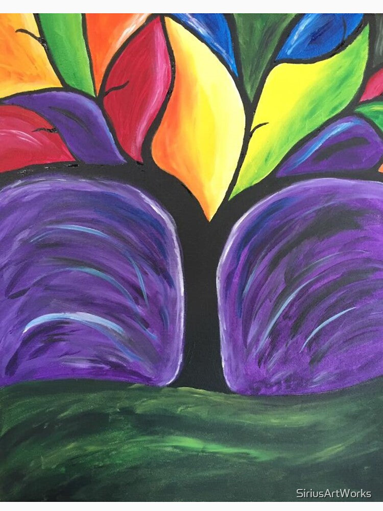 Colorful Tree with Green, Purple, Yellow, Blue, Red, Orange Leaves by SiriusArtWorks