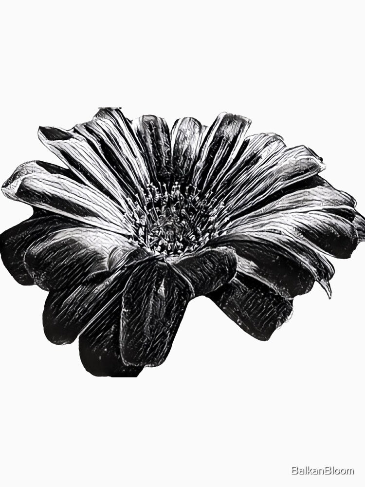 Minimalist Black and White Daisy Sketch Graphic Illustration by BalkanBloom