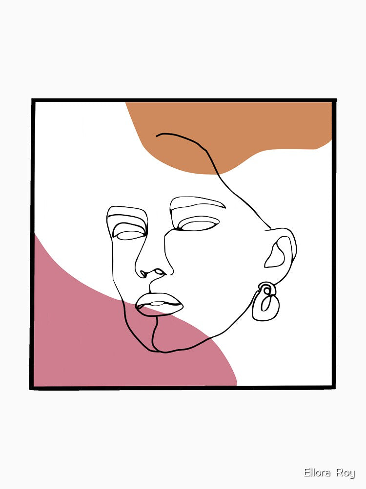 Line Drawing of Face With pink and orange splotches by Ellora  Roy