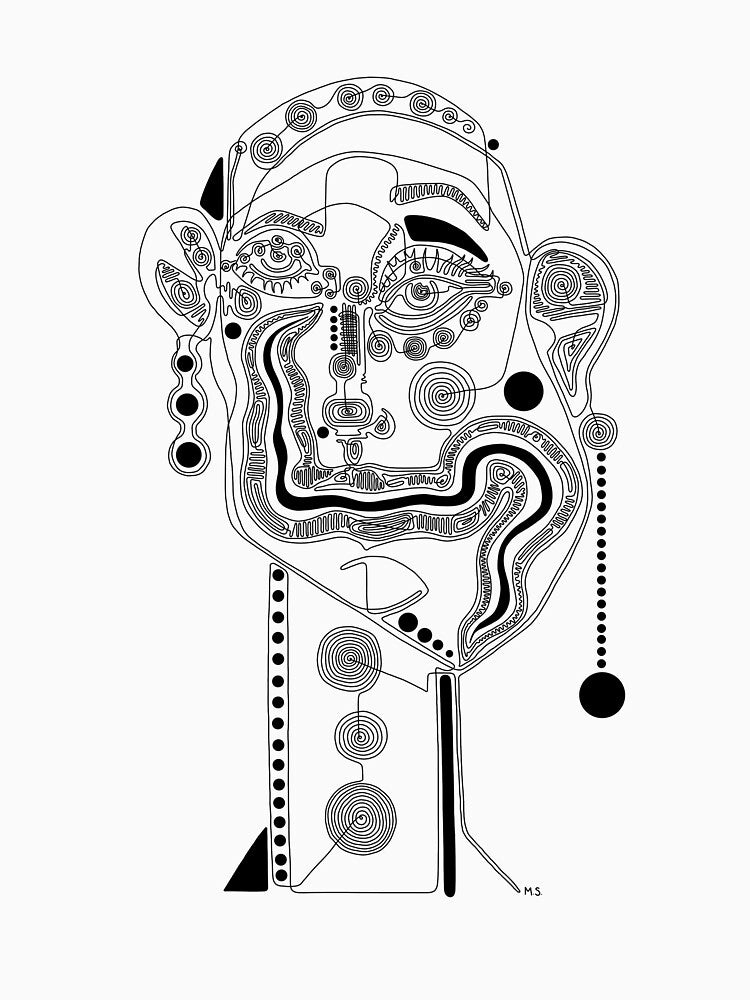 One Line Abstract Spiral Face by skapyakmeghan