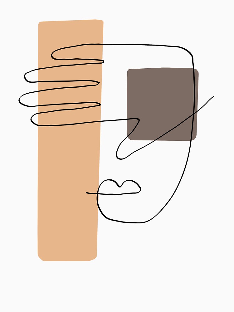 Abstract Face With Shapes - One Line Art by TheRedFinch