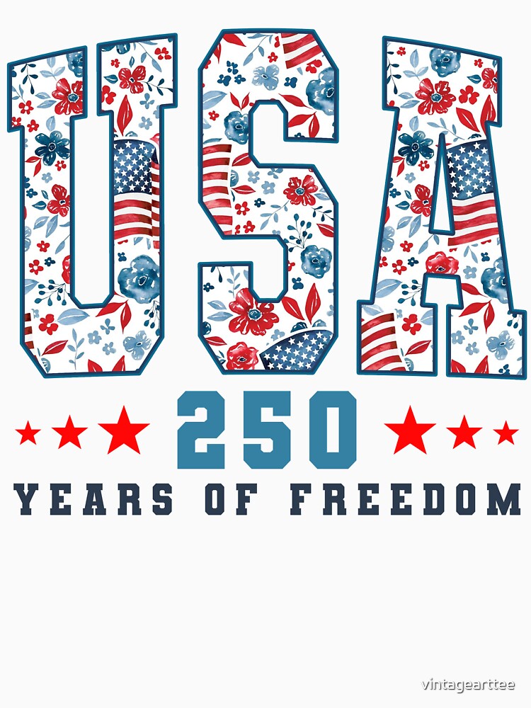 Flower USA 250 Years Of Freedom, Liberty, America 1776 , 4th of July by vintagearttee