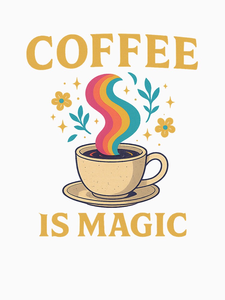 Coffee Is Magic Shirt – Gift for Coffee Lovers & Plant Parents – Whimsical Retro Floral Style by ArcaneBeans