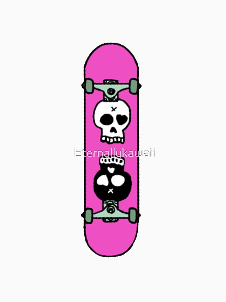 Hot pink skull skateboard by Eternallykawaii