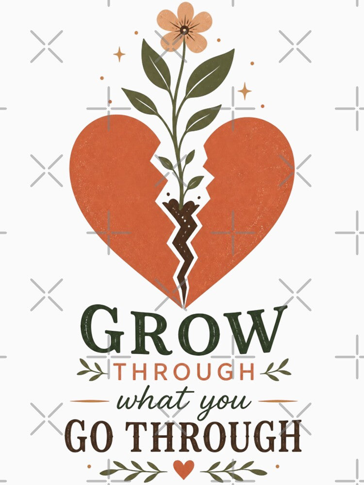 Grow Through What You Go Through Minimal Design | Healing Aesthetic Art | Emotional Growth Illustration by Inner Flame Studio