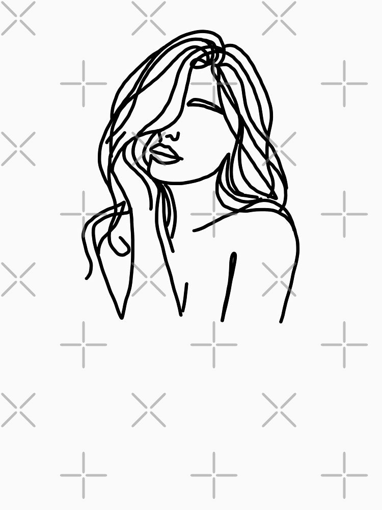 Abstract Girl Thinking Line Art by irissletters
