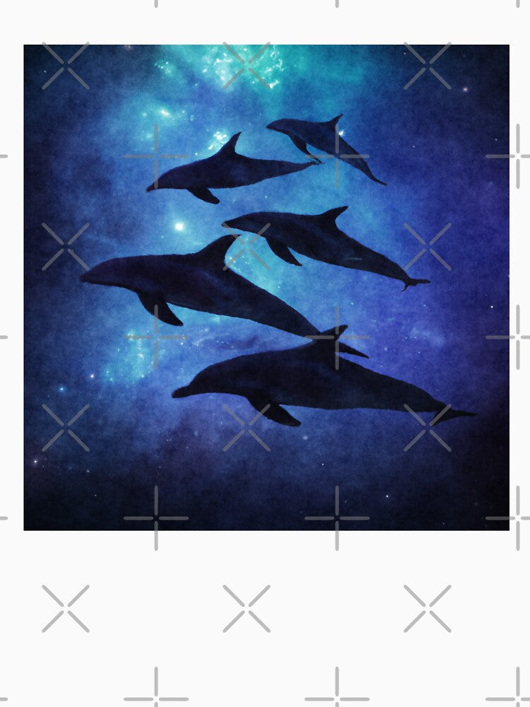 School of dolphins swimming through the ocean by tinytiger77