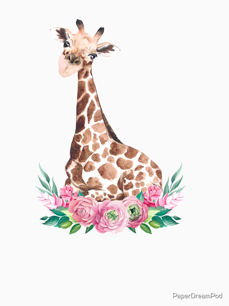 Cute giraffe with flowers by PaperDreamPod