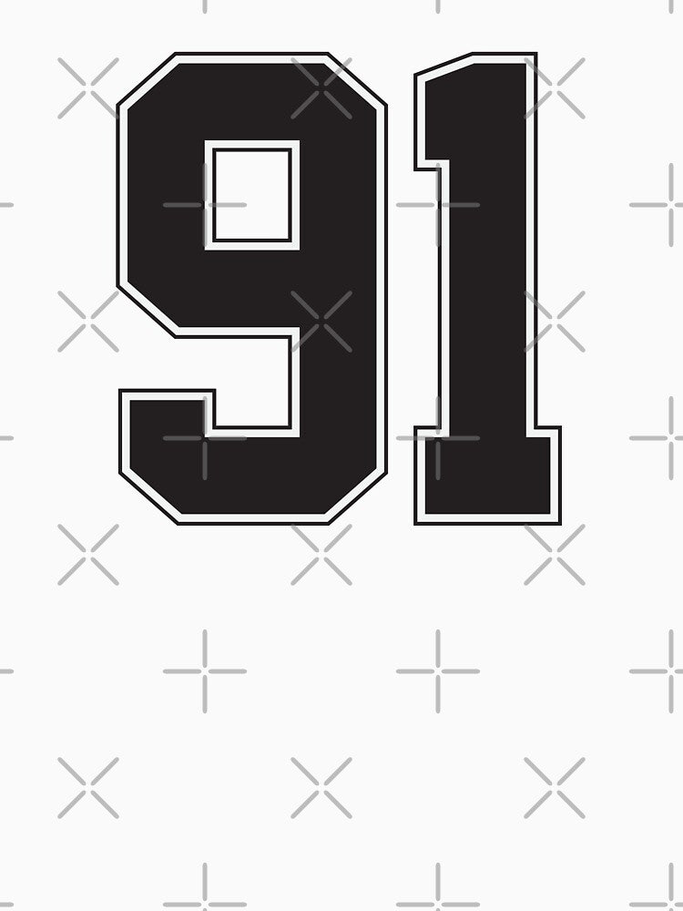Jersey Number 91 Black with line stroke by jiromie