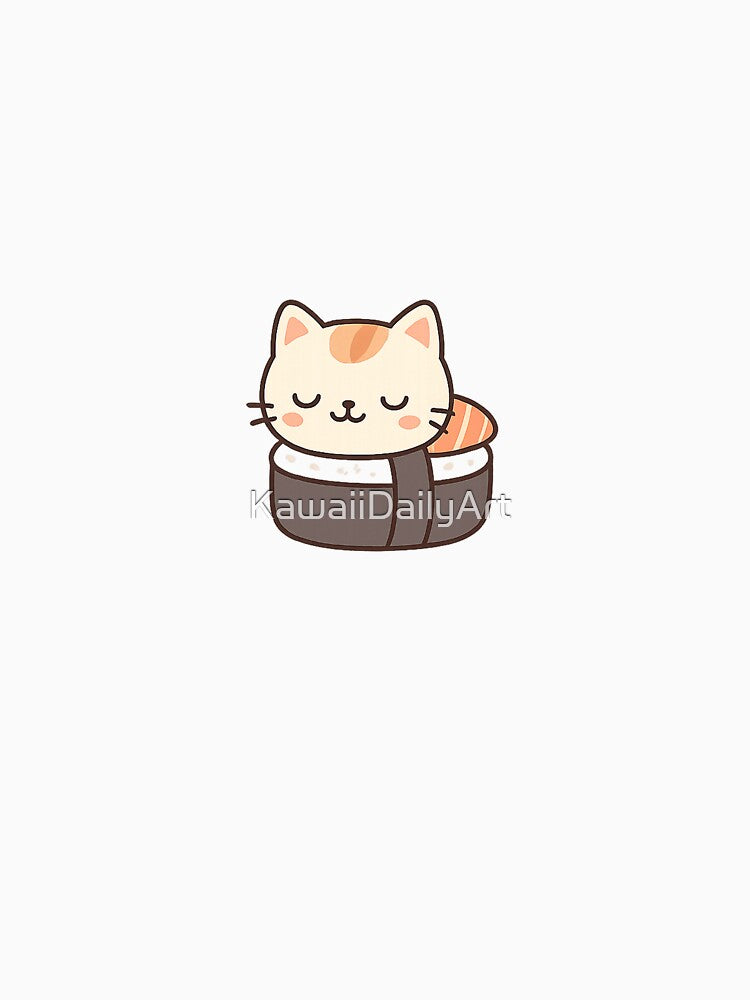 Kawaii Sushi Cat – Cute Japanese Food & Cat Illustration by KawaiiDailyArt