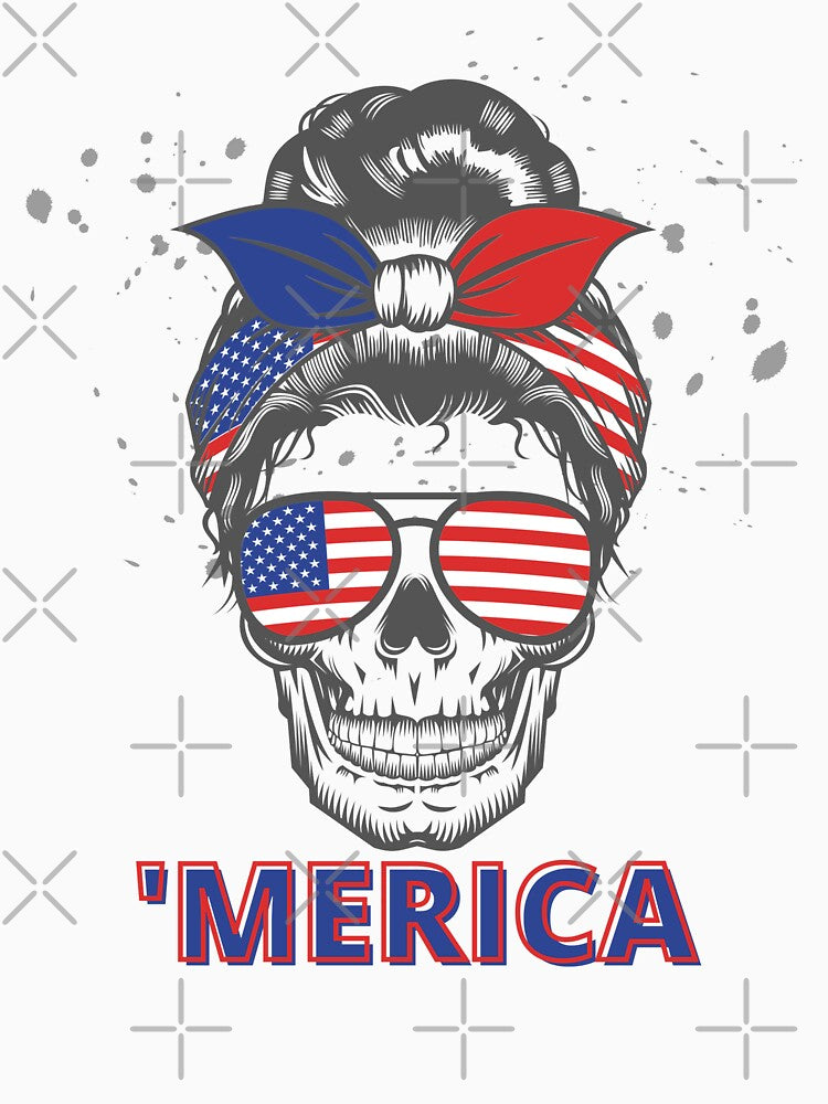 Merica USA Skull Sunglasses American Flag America Patriotic Skeleton 4th of July by CarantinedChaos