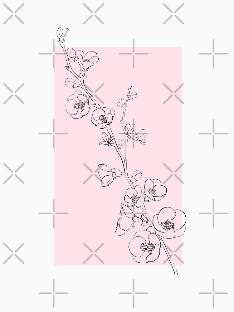 Sakura Cherry Blossom Flowers Botanical Drawing Line Art by dk-design85