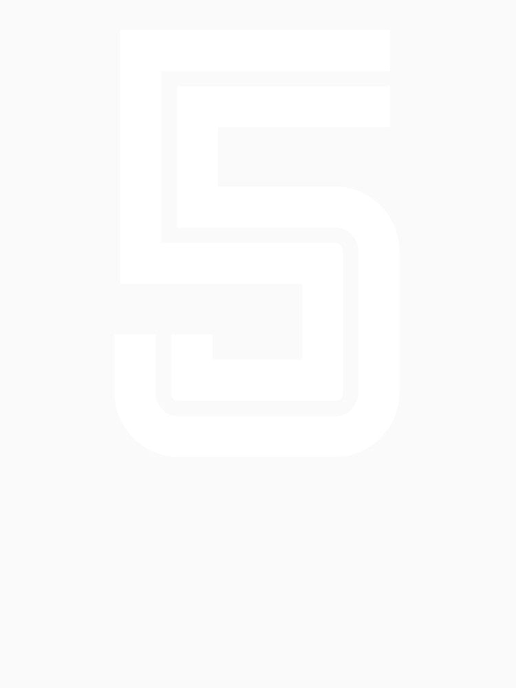 No. 5 / Player Number Five / Football Player Number 5 (White on Black) by STUDIO-72