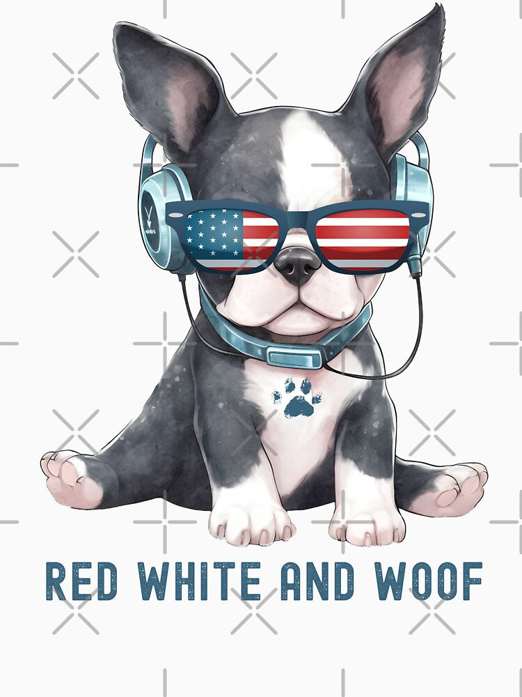 4th Of July Patriotic Meme American Flag Red White And Woof  Dog Lover by Zayavca