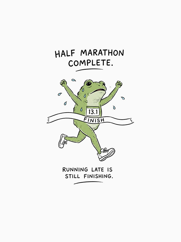 Exhausted Frog Half Marathon Finisher Funny Running Quote by bosamji