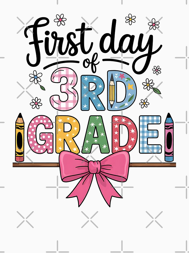 First Day of 3rd Grade Teacher Girl Coquette Back to School by BakeryDozen