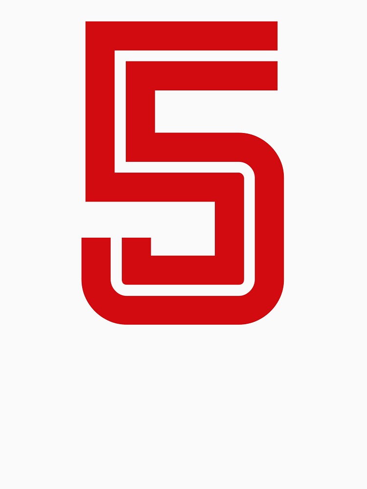 No. 5 / Player Number Five / Football Player Number 5 (Red on Black) by STUDIO-72