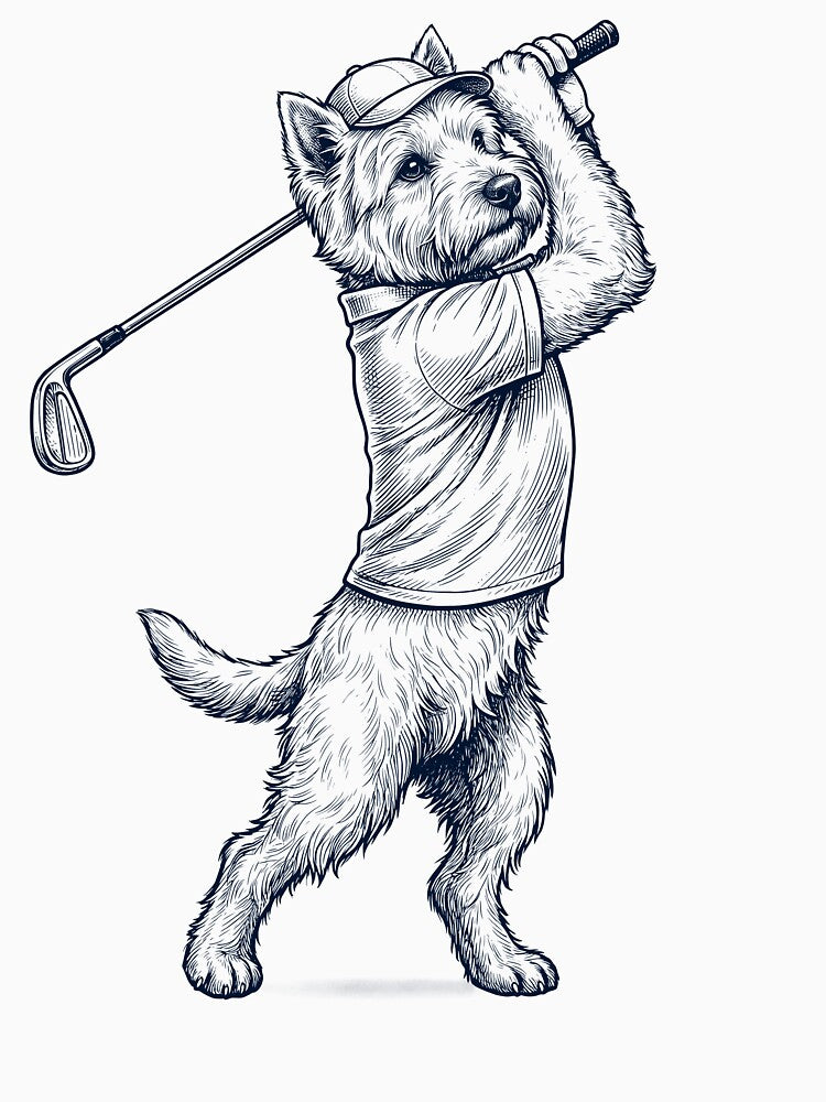 Vintage West Highland White Terrier Playing Golf Golfer Dog Lover by TerryConnells