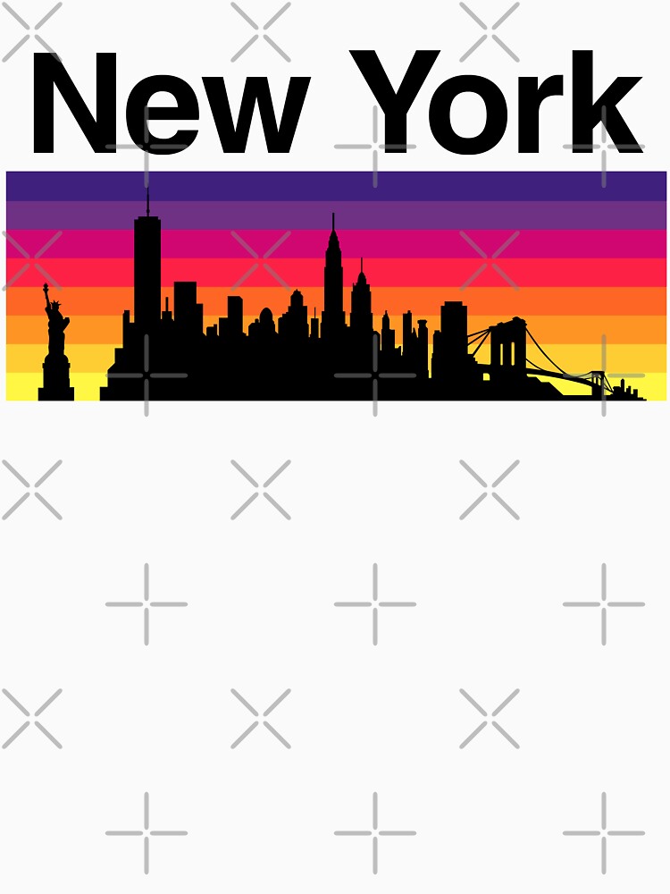 New York Skyline, Sunset Gradient - White 2 by DionBlaster