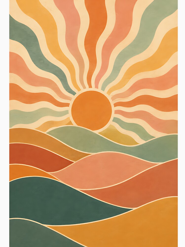 Wavy Retro Sunburst Desert Dunes by Jaideep Walia