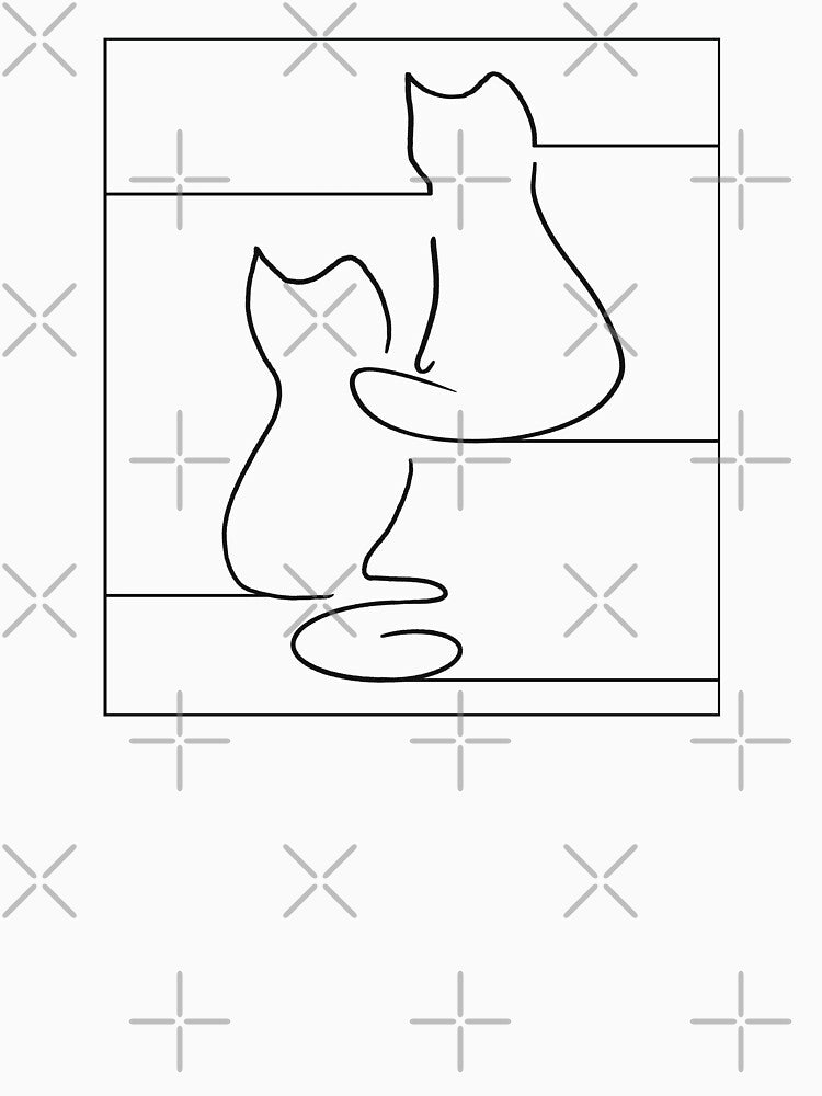 Cats Sitting Line Art by Alllart