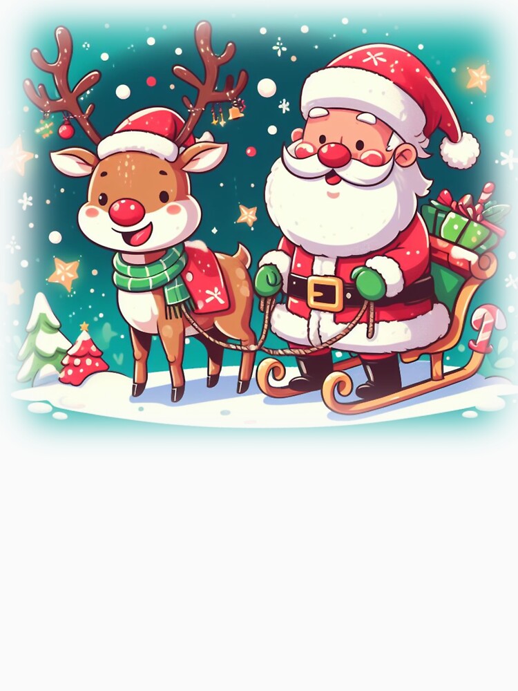 Merry Christmas Funny Santa and Reindeer by sinemsworld1
