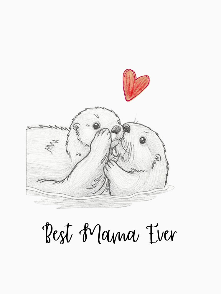 Best Mama Ever. Sea Otter Mother and Baby Otter design. Sea Otter Mother and Baby Otter design by SofikoDesigns