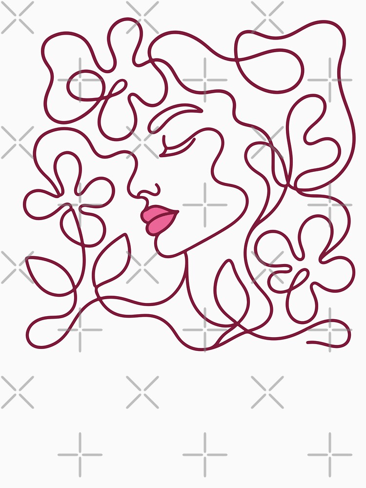 Abstract One Line Woman Face Floral by artCreativeColony