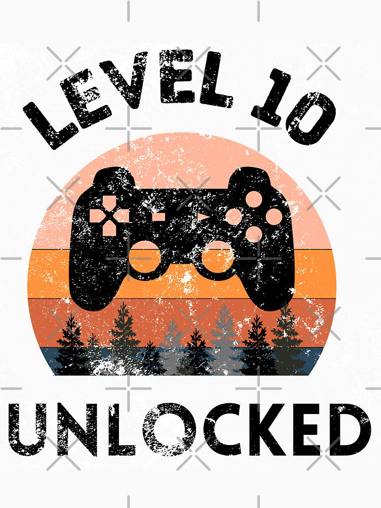 Level 10 Unlocked Retro Sunset 10th Birthday by MagicArtworks