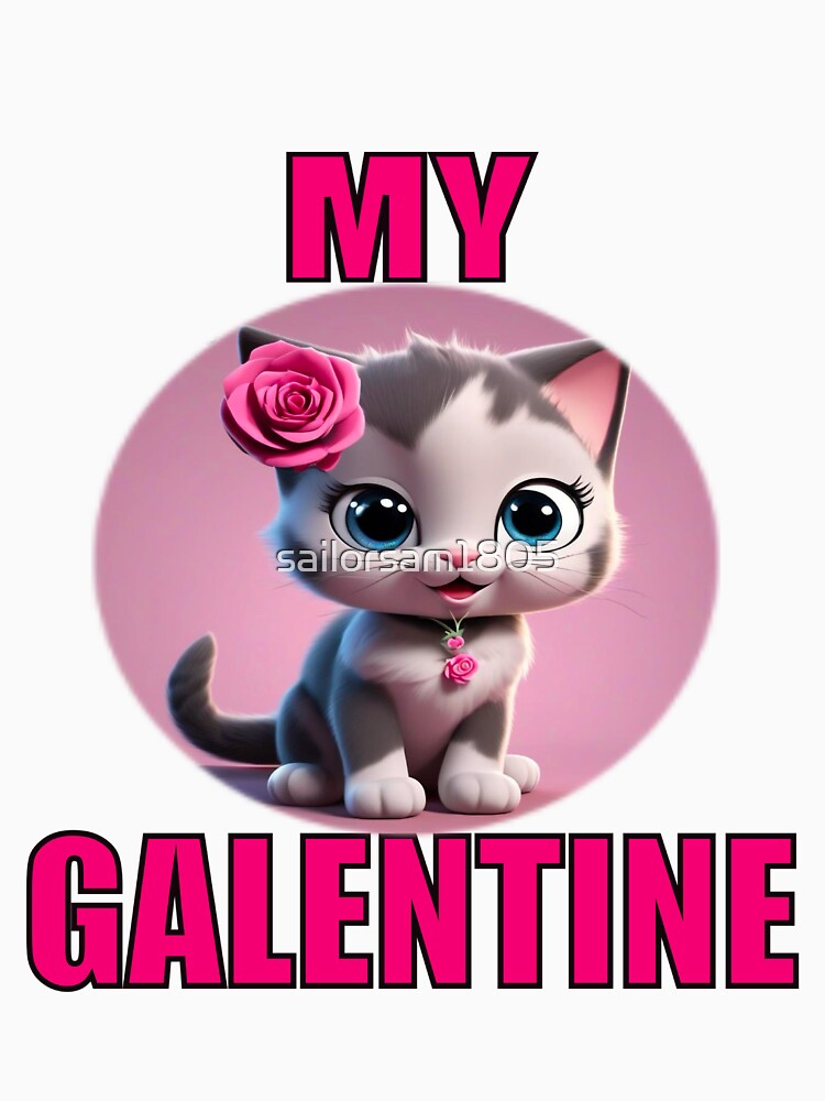A Cute kitten on Galentines day and Galentines party, gift idea for Galentines day by sailorsam1805