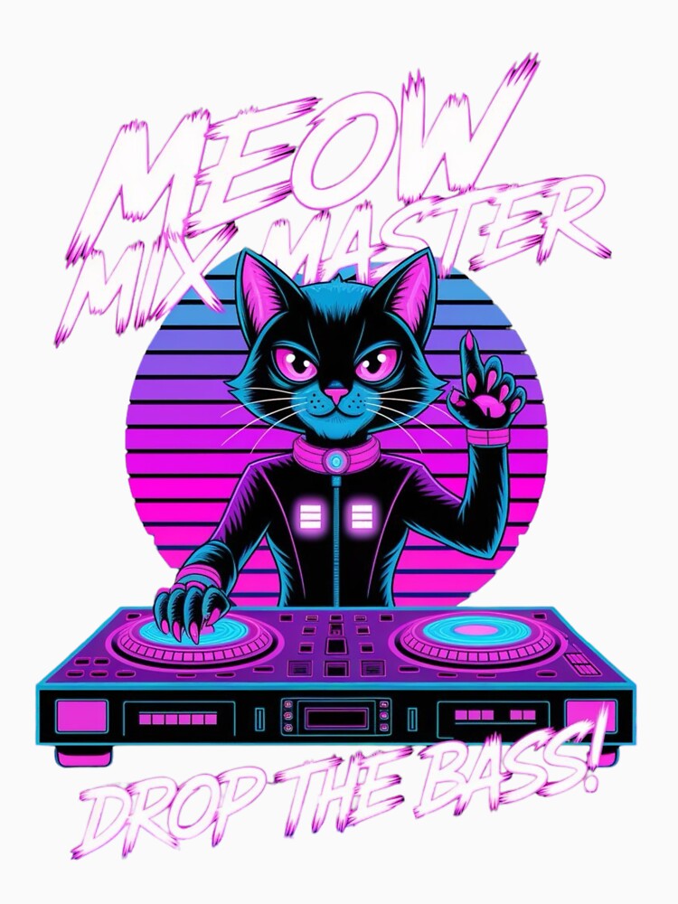 Synthwave Cat DJ – Retro 80s Vaporwave Cyberpunk EDM by BunBuntheDog-