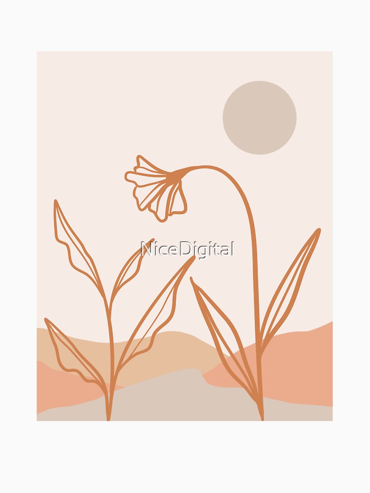 Minimalist Abstract Floral Line Art in Earth Tones – Boho Style by NiceDigital