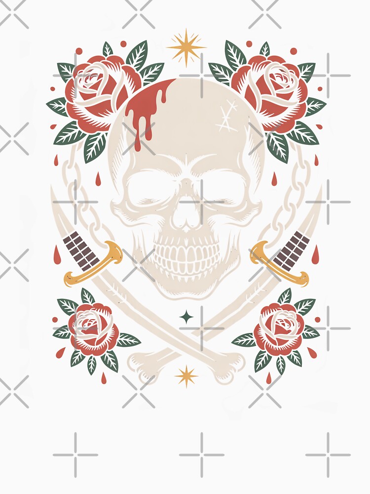 Skull and Crossbones Roses Pirate Style Skull Lover Gift by Say It With Ink