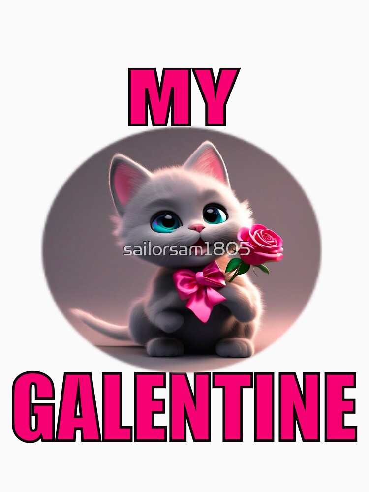 Happy and Really Super Cute kitten on Galentines day and Galentines party, gift idea for Galentines day by sailorsam1805