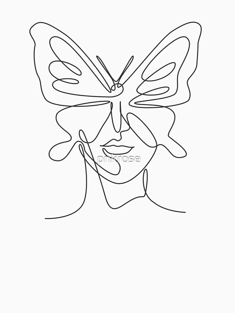 butterfly woman line art by pnkrose