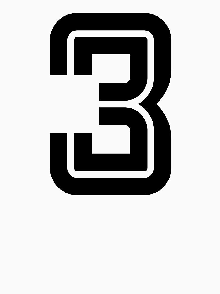 No. 3 / Player Number Three / Football Player Number 3 (Black) by STUDIO-72
