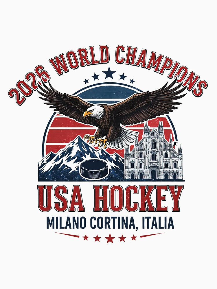 USA Hockey 2026 World Champs Milano Cortina Italia Vintage Retro by HeatherCWolf