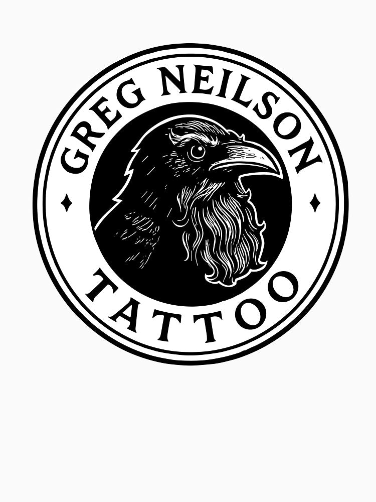 Greg Neilson Tattoo Crow Logo (Large Black & White) by CastIronTattoo