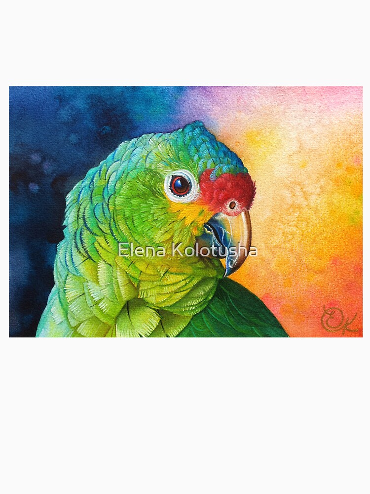 Red-Lored Amazon by Elena Kolotusha