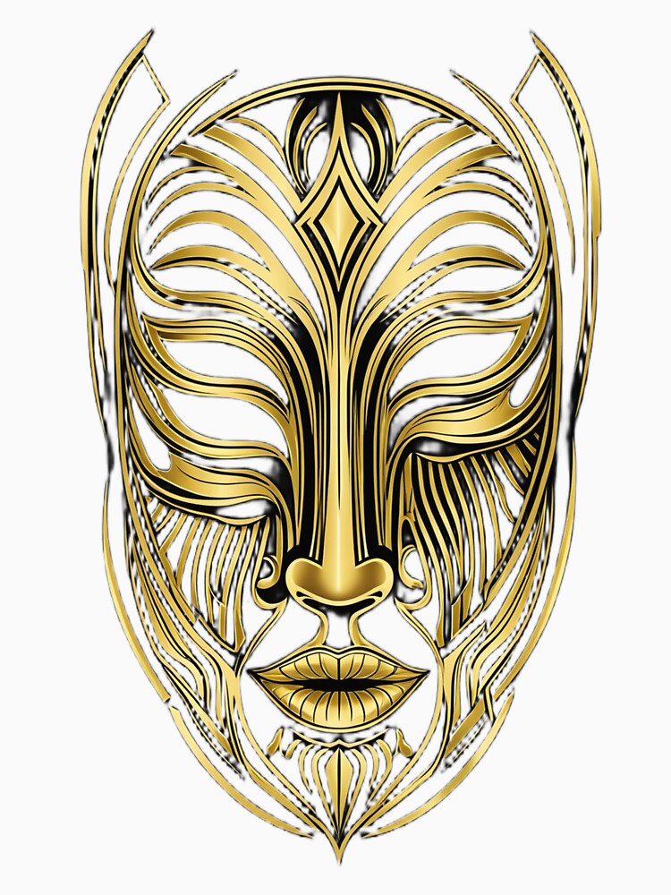 MEMORA V2 Ancient Gold Mask | Futuristic Tribal Face Design PNG by Memora405