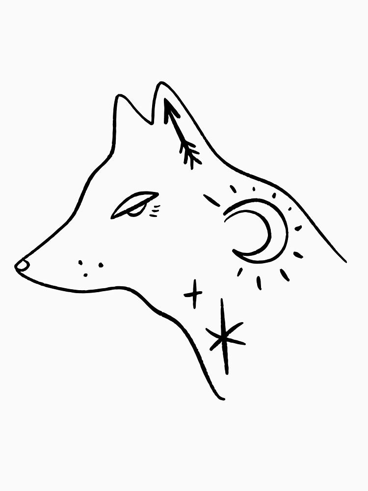 Simple Minimal One Line Wolf Silhouette Art T-Shirt by Sadie Gray